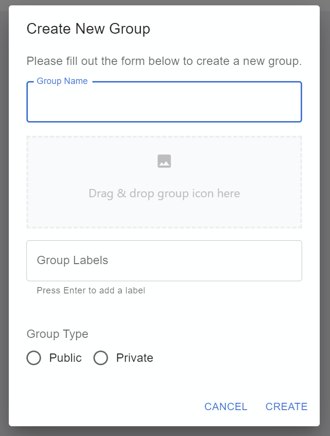 Group creation page