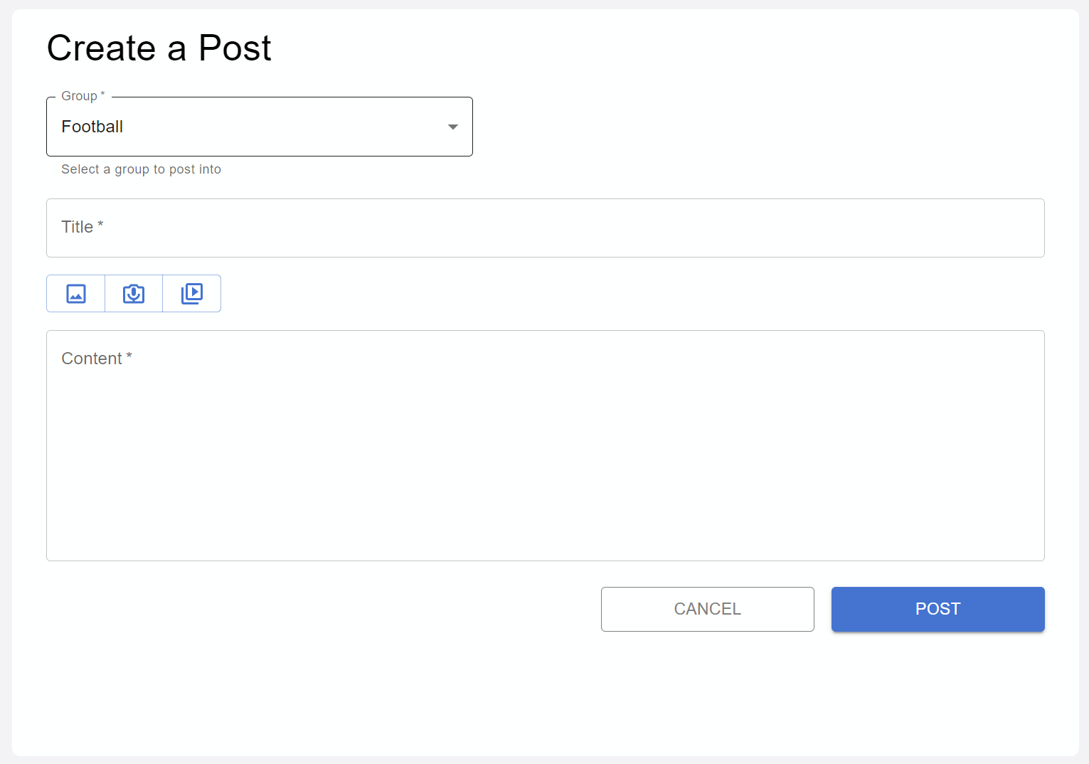 Post creation page